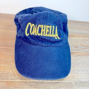Coachella Shadow Spellout Dad Cap Adjustable Hat Strapback Navy/Yellow Festival